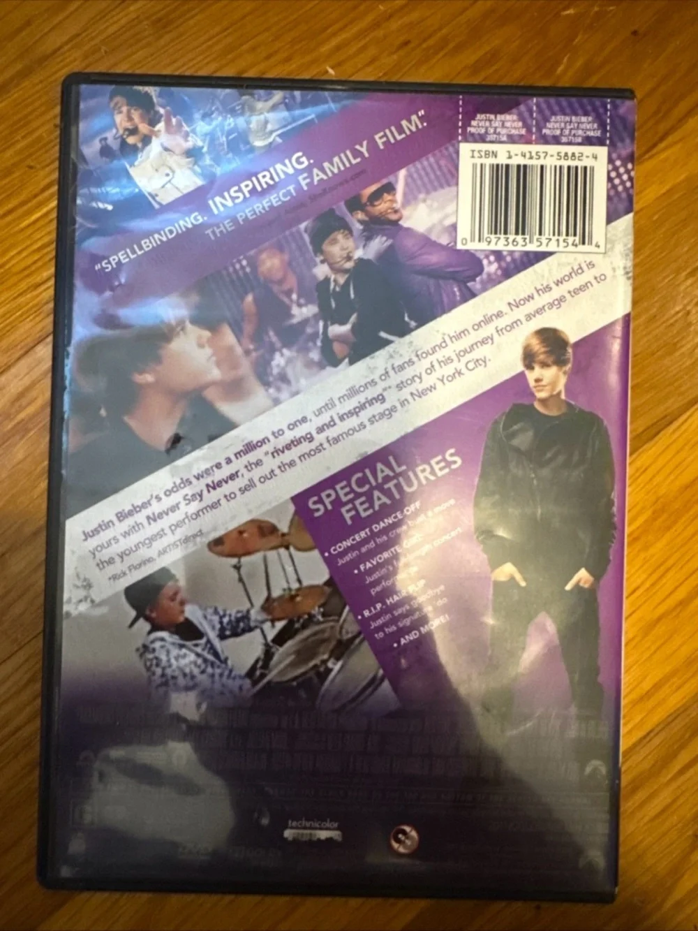 Justin Bieber DVD with Purple and White Artwork